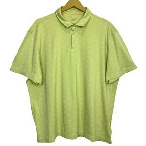 UNTUCKit Mens Damian Short Sleeve Polo Shirt Size XL Green Pin Wheel Pima Cotton
